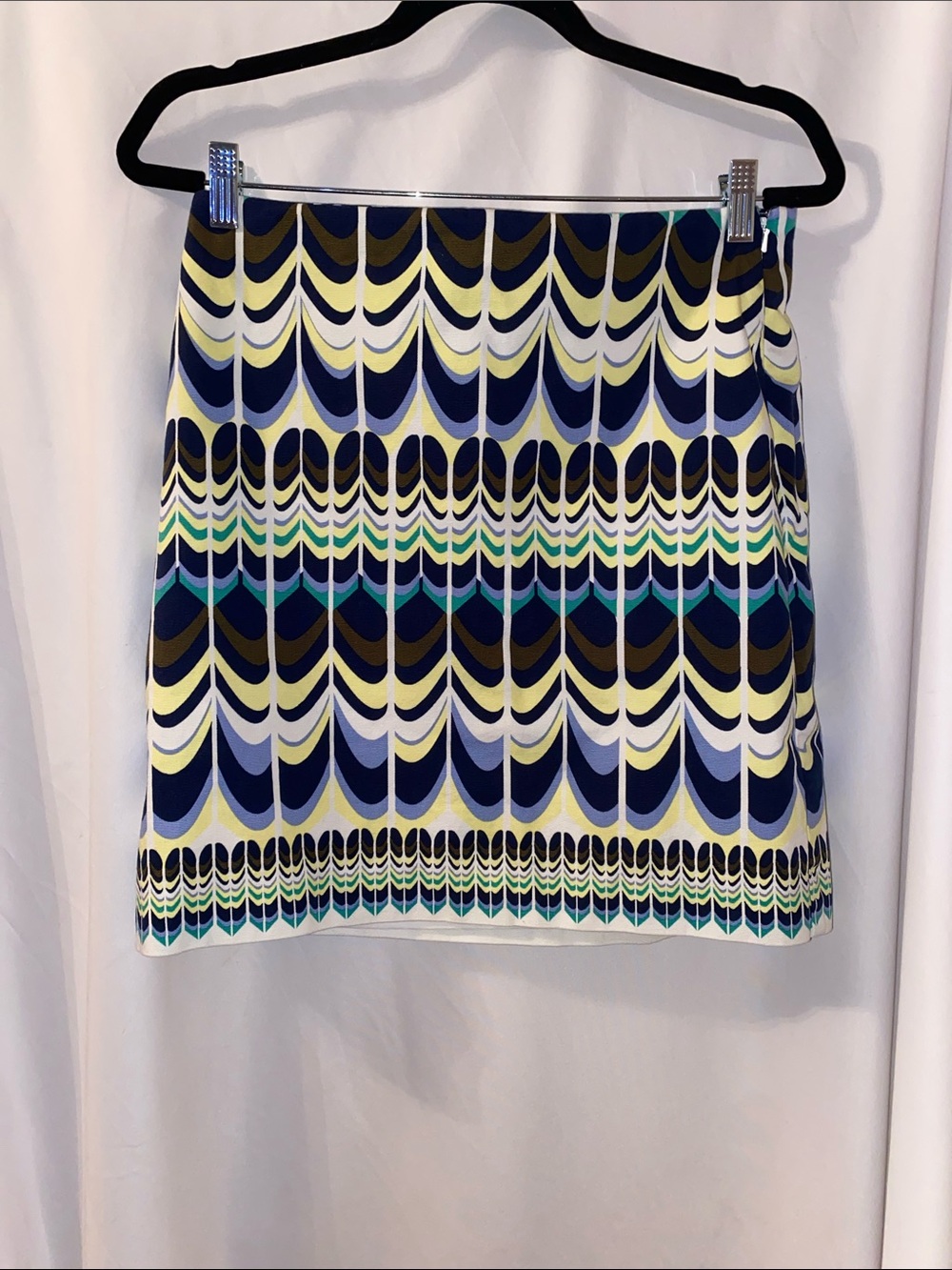 Talbots Cotton Mini Skirt Retro Wave Geometric Petite Office like new size 6